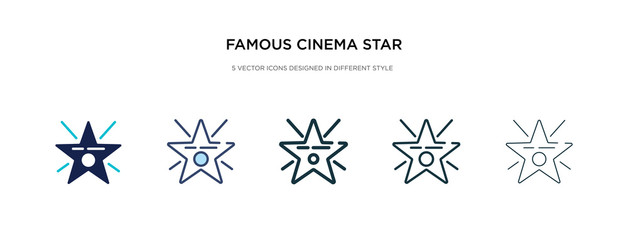 famous cinema star icon in different style vector illustration. two colored and black famous cinema star vector icons designed in filled, outline, line and stroke style can be used for web, mobile,