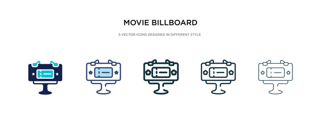 movie billboard icon in different style vector illustration. two colored and black movie billboard vector icons designed in filled, outline, line and stroke style can be used for web, mobile, ui