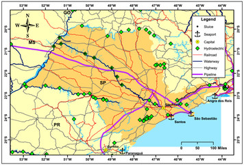 Transport infrastructure networks in the São Paulo State of Brazil 