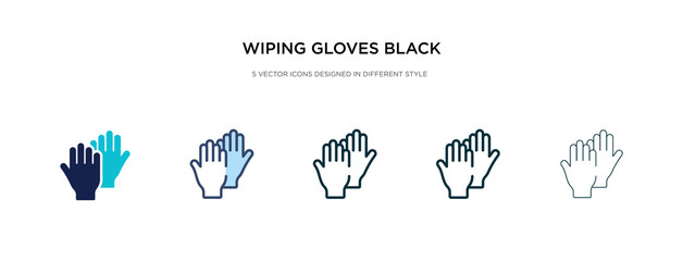 wiping gloves black pair icon in different style vector illustration. two colored and black wiping gloves black pair vector icons designed in filled, outline, line and stroke style can be used for