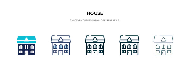 house icon in different style vector illustration. two colored and black house vector icons designed in filled, outline, line and stroke style can be used for web, mobile, ui