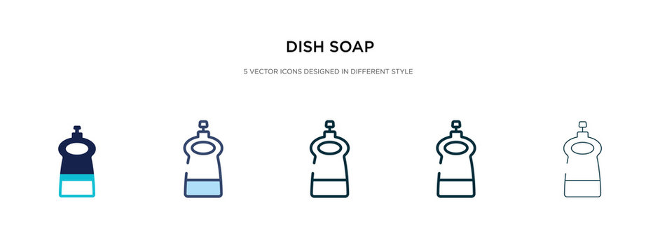 Dish Soap Icon In Different Style Vector Illustration. Two Colored And Black Dish Soap Vector Icons Designed In Filled, Outline, Line And Stroke Style Can Be Used For Web, Mobile, Ui