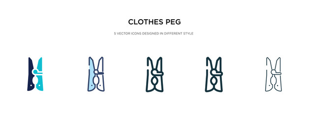 clothes peg icon in different style vector illustration. two colored and black clothes peg vector icons designed in filled, outline, line and stroke style can be used for web, mobile, ui