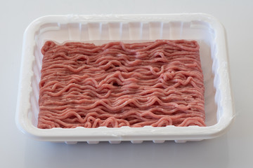 Raw ground chicken meat