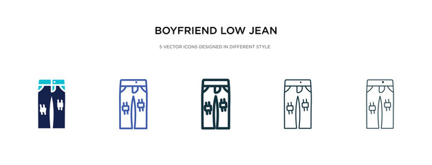 boyfriend low jean icon in different style vector illustration. two colored and black boyfriend low jean vector icons designed in filled, outline, line and stroke style can be used for web, mobile,