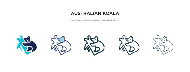 australian koala icon in different style vector illustration. two colored and black australian koala vector icons designed in filled, outline, line and stroke style can be used for web, mobile, ui © zaurrahimov