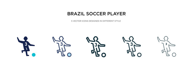 brazil soccer player icon in different style vector illustration. two colored and black brazil soccer player vector icons designed in filled, outline, line and stroke style can be used for web,