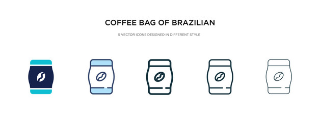 coffee bag of brazilian beans icon in different style vector illustration. two colored and black coffee bag of brazilian beans vector icons designed in filled, outline, line and stroke style can be