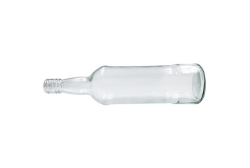 Transparent bottles placed on a white background