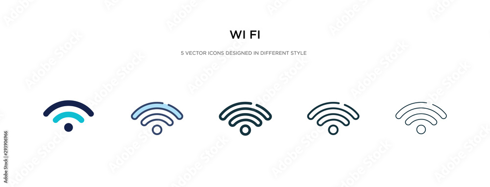 Wall mural wi fi icon in different style vector illustration. two colored and black wi fi vector icons designed