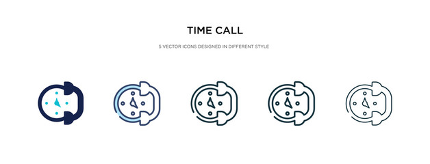 time call icon in different style vector illustration. two colored and black time call vector icons designed in filled, outline, line and stroke style can be used for web, mobile, ui