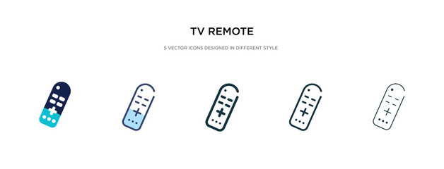 tv remote icon in different style vector illustration. two colored and black tv remote vector icons designed in filled, outline, line and stroke style can be used for web, mobile, ui