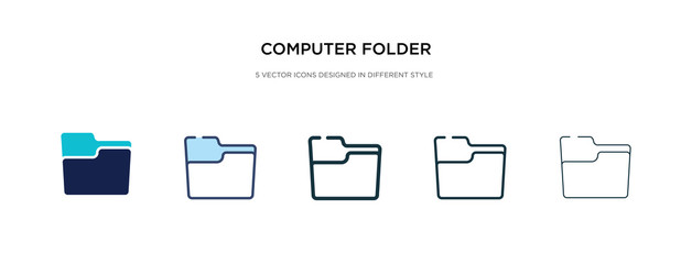 computer folder icon in different style vector illustration. two colored and black computer folder vector icons designed in filled, outline, line and stroke style can be used for web, mobile, ui