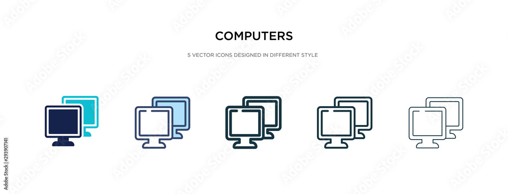 Aufkleber computers icon in different style vector illustration. two colored and black computers vector icons 