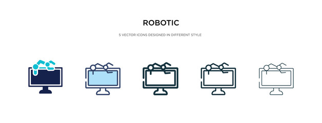 robotic icon in different style vector illustration. two colored and black robotic vector icons designed in filled, outline, line and stroke style can be used for web, mobile, ui