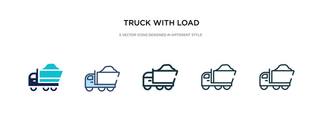 truck with load icon in different style vector illustration. two colored and black truck with load vector icons designed in filled, outline, line and stroke style can be used for web, mobile, ui