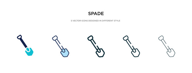 spade icon in different style vector illustration. two colored and black spade vector icons designed in filled, outline, line and stroke style can be used for web, mobile, ui
