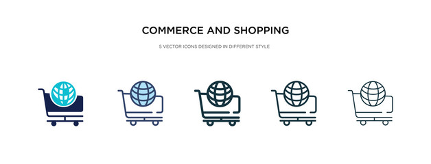 commerce and shopping icon in different style vector illustration. two colored and black commerce and shopping vector icons designed in filled, outline, line stroke style can be used for web,