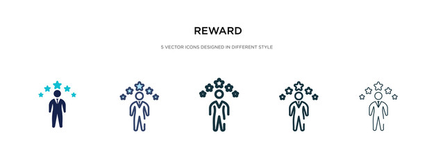 reward icon in different style vector illustration. two colored and black reward vector icons designed in filled, outline, line and stroke style can be used for web, mobile, ui