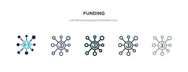 funding icon in different style vector illustration. two colored and black funding vector icons designed in filled, outline, line and stroke style can be used for web, mobile, ui