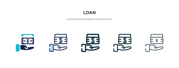 loan icon in different style vector illustration. two colored and black loan vector icons designed in filled, outline, line and stroke style can be used for web, mobile, ui