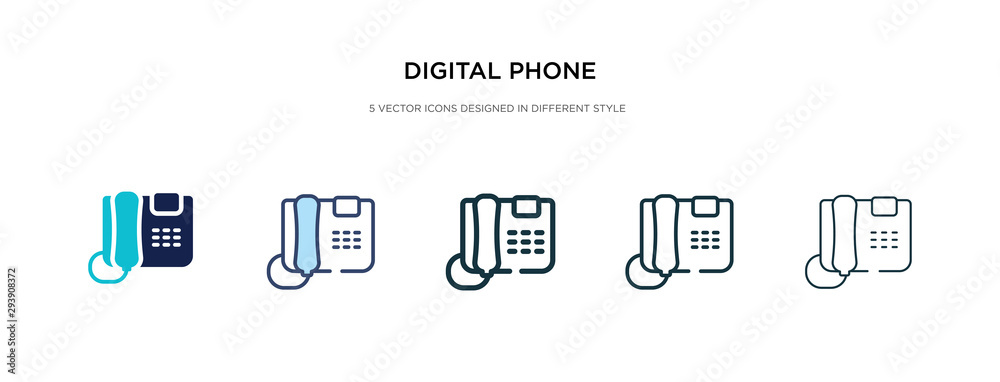 Sticker digital phone icon in different style vector illustration. two colored and black digital phone vecto