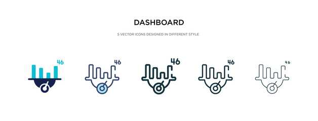 dashboard icon in different style vector illustration. two colored and black dashboard vector icons designed in filled, outline, line and stroke style can be used for web, mobile, ui