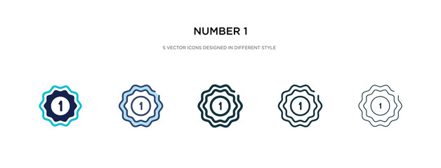 number 1 icon in different style vector illustration. two colored and black number 1 vector icons designed in filled, outline, line and stroke style can be used for web, mobile, ui