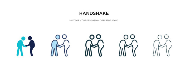 handshake icon in different style vector illustration. two colored and black handshake vector icons designed in filled, outline, line and stroke style can be used for web, mobile, ui