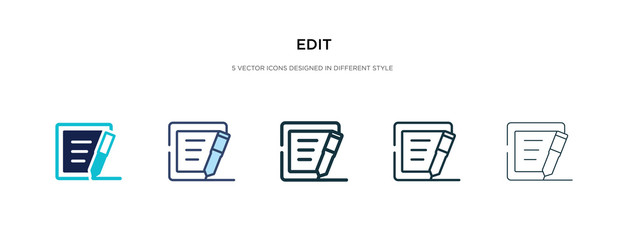 edit icon in different style vector illustration. two colored and black edit vector icons designed in filled, outline, line and stroke style can be used for web, mobile, ui