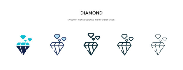 diamond icon in different style vector illustration. two colored and black diamond vector icons designed in filled, outline, line and stroke style can be used for web, mobile, ui
