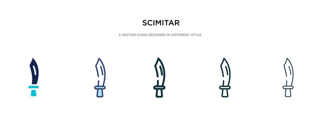 Fototapeta na wymiar scimitar icon in different style vector illustration. two colored and black scimitar vector icons designed in filled, outline, line and stroke style can be used for web, mobile, ui