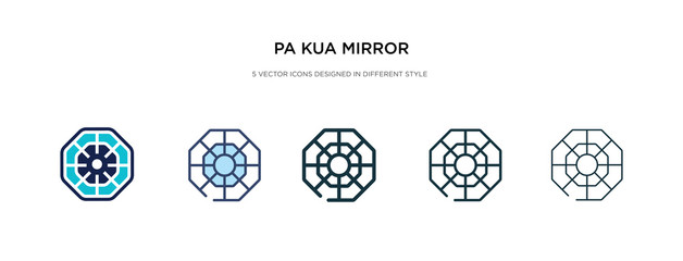 Fototapeta na wymiar pa kua mirror icon in different style vector illustration. two colored and black pa kua mirror vector icons designed in filled, outline, line and stroke style can be used for web, mobile, ui