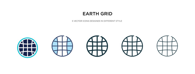 earth grid icon in different style vector illustration. two colored and black earth grid vector icons designed in filled, outline, line and stroke style can be used for web, mobile, ui