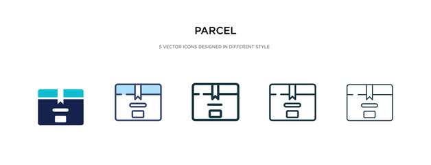 parcel icon in different style vector illustration. two colored and black parcel vector icons designed in filled, outline, line and stroke style can be used for web, mobile, ui