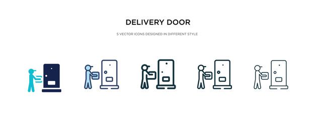 delivery door icon in different style vector illustration. two colored and black delivery door vector icons designed in filled, outline, line and stroke style can be used for web, mobile, ui