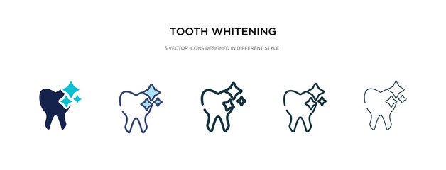 tooth whitening icon in different style vector illustration. two colored and black tooth whitening vector icons designed in filled, outline, line and stroke style can be used for web, mobile, ui