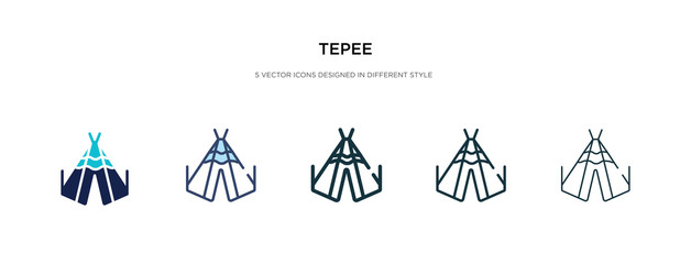 tepee icon in different style vector illustration. two colored and black tepee vector icons designed in filled, outline, line and stroke style can be used for web, mobile, ui © zaurrahimov