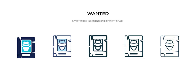 wanted icon in different style vector illustration. two colored and black wanted vector icons designed in filled, outline, line and stroke style can be used for web, mobile, ui