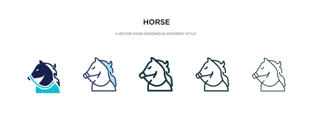 horse icon in different style vector illustration. two colored and black horse vector icons designed in filled, outline, line and stroke style can be used for web, mobile, ui