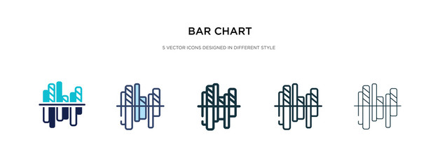bar chart icon in different style vector illustration. two colored and black bar chart vector icons designed in filled, outline, line and stroke style can be used for web, mobile, ui