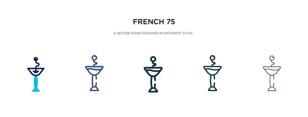 french 75 icon in different style vector illustration. two colored and black french 75 vector icons designed in filled, outline, line and stroke style can be used for web, mobile, ui