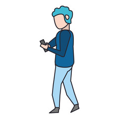 man and smartphone isolated icon