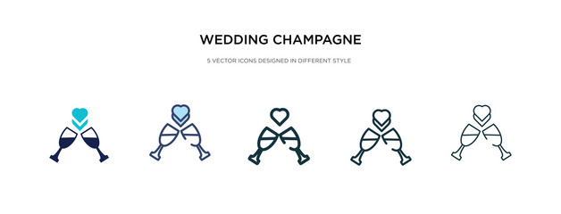 wedding champagne icon in different style vector illustration. two colored and black wedding champagne vector icons designed in filled, outline, line and stroke style can be used for web, mobile, ui
