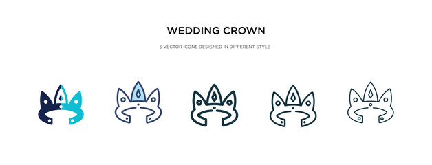 wedding crown icon in different style vector illustration. two colored and black wedding crown vector icons designed in filled, outline, line and stroke style can be used for web, mobile, ui
