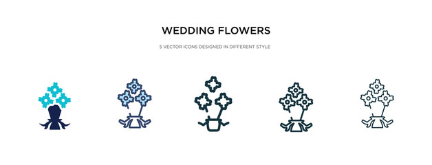 wedding flowers icon in different style vector illustration. two colored and black wedding flowers vector icons designed in filled, outline, line and stroke style can be used for web, mobile, ui