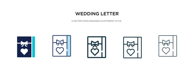 wedding letter icon in different style vector illustration. two colored and black wedding letter vector icons designed in filled, outline, line and stroke style can be used for web, mobile, ui