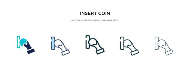 insert coin icon in different style vector illustration. two colored and black insert coin vector icons designed in filled, outline, line and stroke style can be used for web, mobile, ui