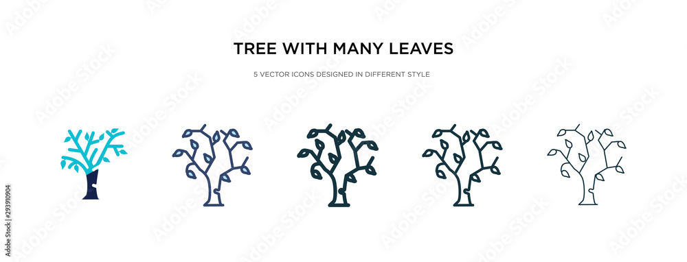 Poster tree with many leaves icon in different style vector illustration. two colored and black tree with m