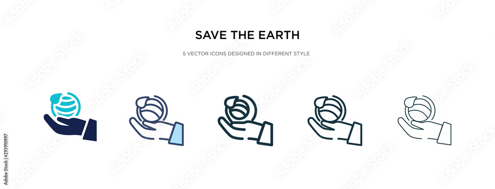 Wall mural save the earth icon in different style vector illustration. two colored and black save the earth vec